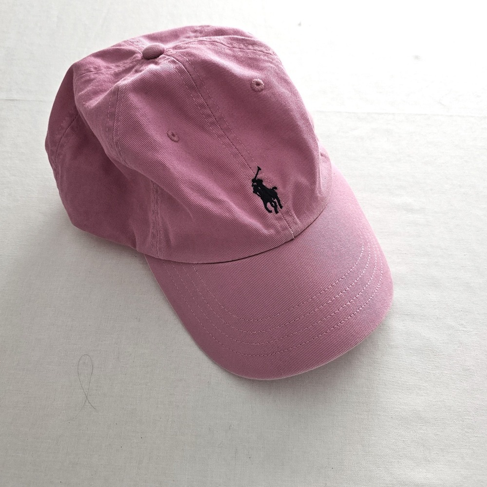 Polo Ralph Lauren Pink Cotton Chino Baseball Cap Navy Blue Pony Logo Hat
